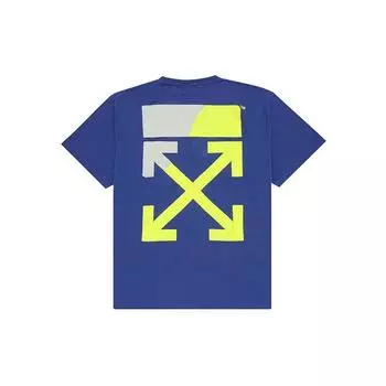 Off-White Футболка с графическим принтом Arrow Синие мужские топы OMAA038S191850063060 M