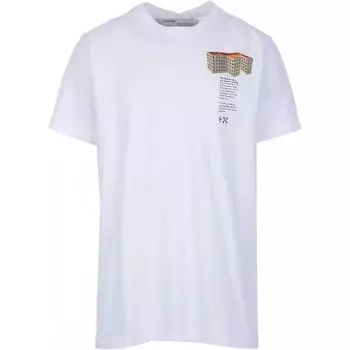 Off-White Футболка с коротким рукавом и круглым вырезом с буквенным принтом, мужская, серо-белая, OMAA027R201850070188 L