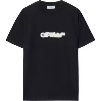 Off-White Футболка с коротким рукавом и круглым вырезом с принтом букв, мужские топы, черный цвет OMAA027S25JER00B1001 XL
