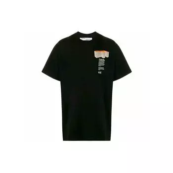 Off-White Футболка с коротким рукавом и логотипом Rationalism, мужские топы, черный OMAA038R201850071088 XS