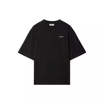 Off-White Футболка с коротким рукавом из эластичного хлопка с принтом Ss23, мужская черная OMAA120F23JER0051001 XXS