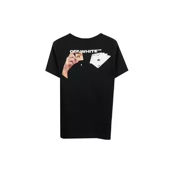 Off-White Футболка с коротким рукавом Рука Бога с покерной картой Мужские топы Черный OMAA038E191850111088 XXS