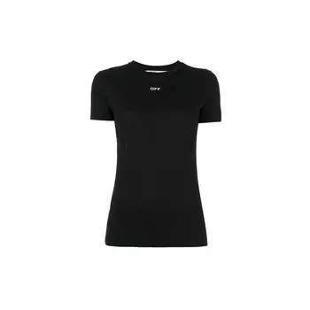 Off-White Футболка с коротким рукавом с цветочным принтом и буквенным логотипом Женские топы Черные OWAA033S174621811088 XXS