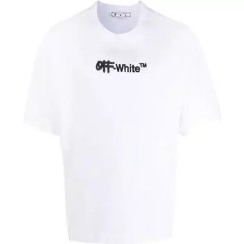 Off-White Футболка с коротким рукавом Spray Helvetica для мужчин Skate, белая/черная, OMAA120F22JER0020110 XL