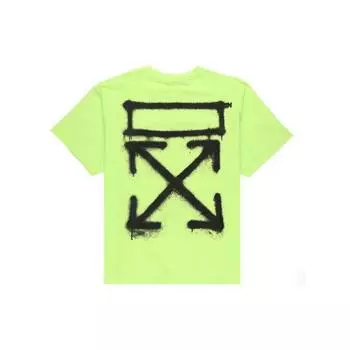 Off-White Футболка с круглым вырезом и короткими рукавами с принтом Spray Arrows SS20 Мужские топы Флуоресцентно-зеленый OMAA038R201850156210 S