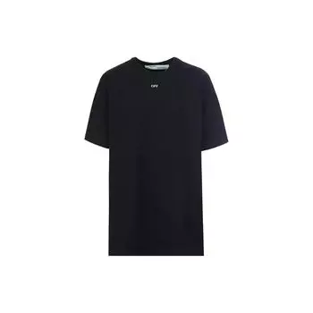 Off-White Футболка с круглым вырезом и коротким рукавом, с логотипом, черная, стандартного кроя, для мужчин, OWAA029R187700081040 XXS