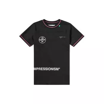 Off-White футболка с круглым вырезом с коротким рукавом и принтом, мужские топы обычного кроя, черные OMAA022R191010151028 S