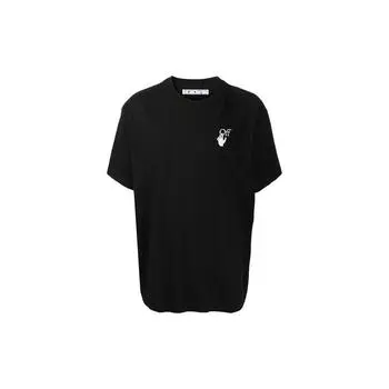 Off-White Футболка с логотипом на спине, объемная футболка с короткими рукавами, мужские топы, черный OMAA038F20FAB0131001 XXS