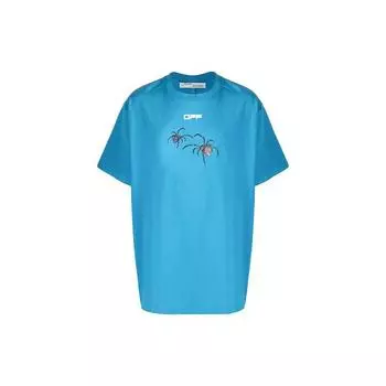 Off-White Футболка с принтом Arachno Arrow Arrow Мужские топы Голубая OMAA038S201850013088 S