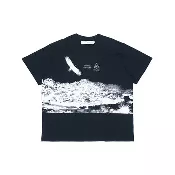 Off-White Футболка с принтом Climbing New Heights Мужские топы Черные OMAA038S201850161001 XS