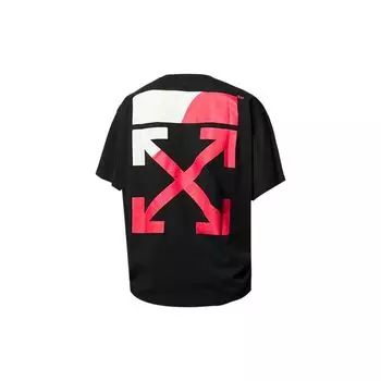 Off-White Футболка с принтом стрелки назад, мужские топы, черная OMAA038S191850061020 XXS