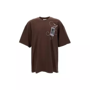 Off-White Футболка Scan Arrow Oversize Rain Drum Коричневая Мужская Уличная одежда OMAA161S24JER0022806 M