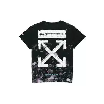 Off-White Футболка Seeing Things Washed Черные топы унисекс OMAA002G20JER0089901 XS