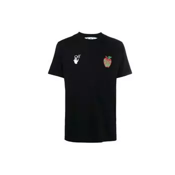 Off-White Футболка Slim Fit Apple Print Arrow черная мужская уличная одежда OMAA027S21JER0231025 S