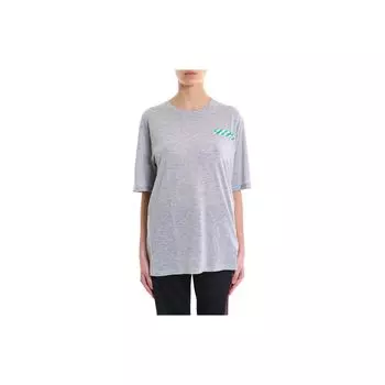 Off-White Футболка средней длины с коротким рукавом и логотипом Ss23, свободный крой, женские топы, серые, OWAA029R187780040788 S