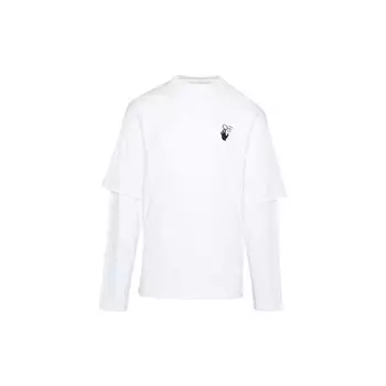 Off-White Футболка унисекс с длинным рукавом и принтом стрелок FW21 Deconstructed Arrows, белая, OMAB066F21JER004-0110 XS
