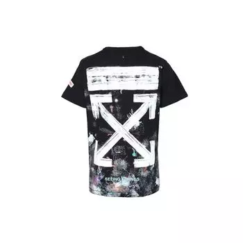 Off-White Футболка унисекс с короткими рукавами Fireworks And Galaxy Splatter, черная OMAA002F176200179901 XXS