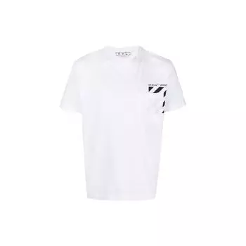 Off-White Футболка в полоску Diag Stripe Белые мужские топы OMAA128C99JER0010110 L