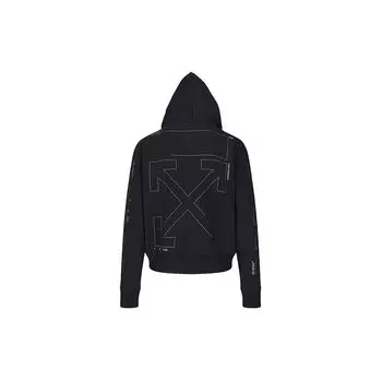 Off-White Fw19 Свитшот с круглым вырезом и принтом логотипа на спине, мужской свитшот, черный OMBB034E19E300031091 XS