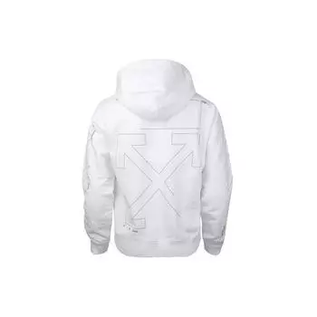 Off-White FW19 Толстовка с круглым вырезом и длинными рукавами сзади с буквенным логотипом и стрелками, мужские топы, белые OMBB034E19E300030191 XS