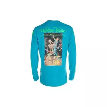 Off-White FW20 Printed Cotton Crew Neck Long Sleeve T-Shirt Men Tops Sky-Blue OMAB001R201850143988