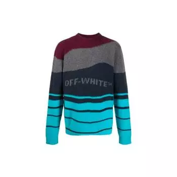 Off-White FW20 Полосатый вязаный шерстяной свитер с длинным рукавом для мужчин, многоцветный OMHE034R20E370252408 S