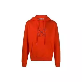 Off-White FW20 Worker Pattern Arrow Logo Толстовка мужская с капюшоном красная OMBB034E20FLE0032010 S