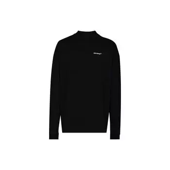 Off-White Fw21 Футболка с длинным рукавом с логотипом и принтом стрелок Мужские топы Черные OMAB032C99JER0011001 S
