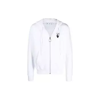 Off-White Fw21 однотонная мужская толстовка на молнии с капюшоном, верхняя одежда, белая OMBE001F21FLE0040184 L