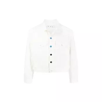 Off-White FW21 Простая прямая джинсовая куртка с пуговицами, мужская куртка стандартного кроя, белая OMYE075F21DEN0020125 M