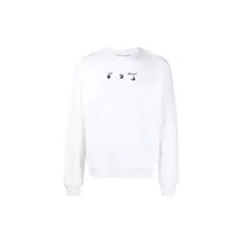 Off-White FW21 Толстовка со стрелками и узором Свободный крой Мужские топы Белый OMBA054F21FLE0130145 S
