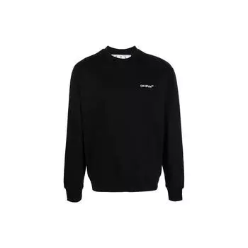 Off-White Fw22 Однотонный толстовка с круглым вырезом и логотипом, мужские топы, черный цвет OMBA057C99FLE01010011001 L
