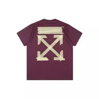 Off-White Gold Arrow Tape Patch Футболка с коротким рукавом Мужские топы Фиолетовый OMAA038R20185002B248