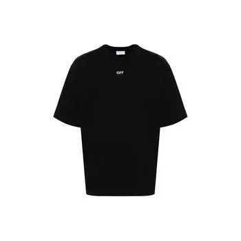 Off-White Graffiti Logo Print Crew Neck Short Sleeve T-Shirt Regular Fit Men Tops Black OMAA120S24JER0051001 XL