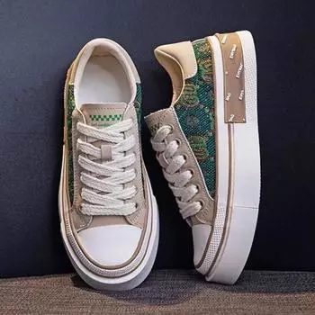 Off White Green Ladies Footwear Fashion 2024 H On Offer Casual Korean Offers New Arrival 39 Walking Stylish Women s Canvas Shoes 35