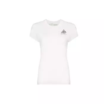 Off-White Хлопковая футболка с коротким рукавом и принтом стрелок Женские топы Белый OWAA040R19B980430110 L