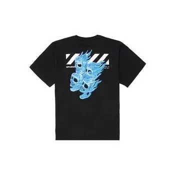 Off-White Хлопковая футболка с короткими рукавами и принтом черепа Мужские топы черного цвета OMAA038S191850171088 S