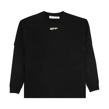 Off-White Хлопковая футболка с маской для лица, черные мужские топы OMAB022E20JER0051001 L