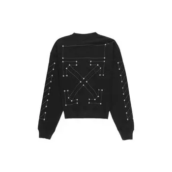Off-White Хлопковый свитшот с круглым вырезом Мужские топы Черный OMBA035E19E300011091 XS