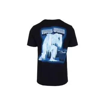 Off-White Ice Man Футболка с коротким рукавом с цифровым буквенным принтом Мужские топы Черный OMAA027R191850011088 XS