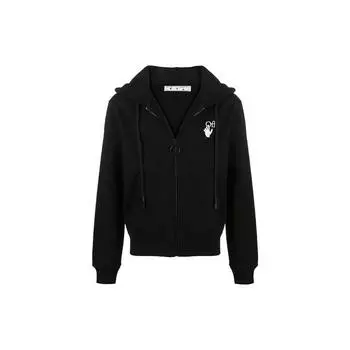 Off-White Картина маслом Религиозные стрелки Толстовка на молнии Длинная мужская толстовка с капюшоном Черная OMBE001F20FLE0031001 M