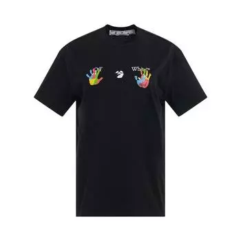 Off-White Kids Swimming Logo Повседневная футболка Черные/многоцветные женские топы OWAA089S23JER0151084 S