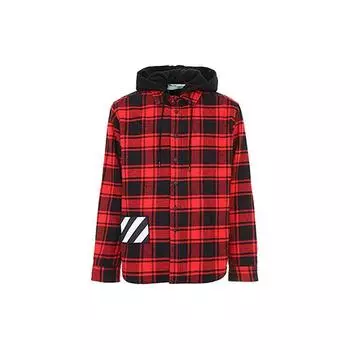 Off-White Клетчатая однобортная рубашка с длинным рукавом, классический крой, мужские топы, красный цвет OMGA061E18A270012000 XXS