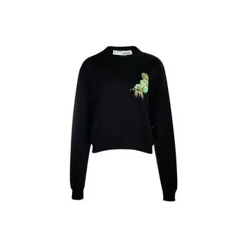 Off-White Коллекция FW19 Повседневный хлопковый пуловер с принтом логотипа и стрелкой, свитшот с круглым вырезом, женская толстовка черного цвета OWBA026F19F300531040 S
