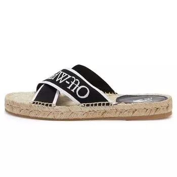Off-White Кроссовки Bookish Criss-Cross Espadrille Sliders Black White Beige Women Sneakers OWIB011S22FAB001-1001 35