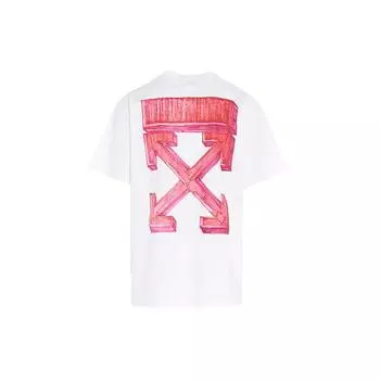 OFF-WHITE Крупногабаритная футболка Marker Red Arrows Белая мужская уличная одежда OMAA038E20JER0020125 XXS