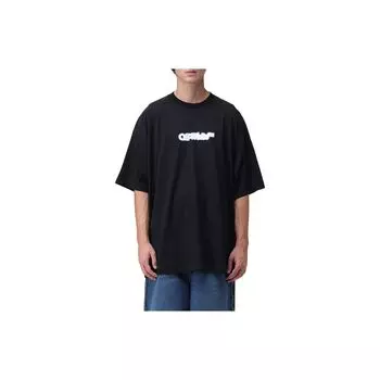 Off-White Letter Casual Printed Crew Neck Short Sleeve T-Shirt Regular Fit Men Tops Black OMAA161F23JER0021001 XS