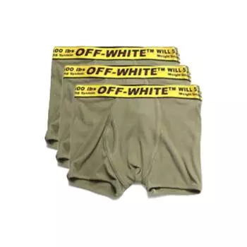 Off-White Letter Print Waistband Boxer Briefs Slim Fit Men Underwear Khaki 0MUA001F22FAB0015618 S