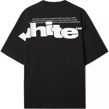 Off-White Logo Print Crew Neck Drop Shoulder Short Sleeve T-Shirt Loose Fit Men Tops Black OMAA120F24JER00G1001 XL