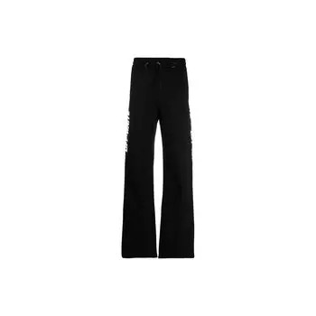 Off-White Logo Print Drawstring High-Waist Slim Fit Straight Knit Sweatpants Regular Fit Women Bottoms Black OWVI010C99JER0011000